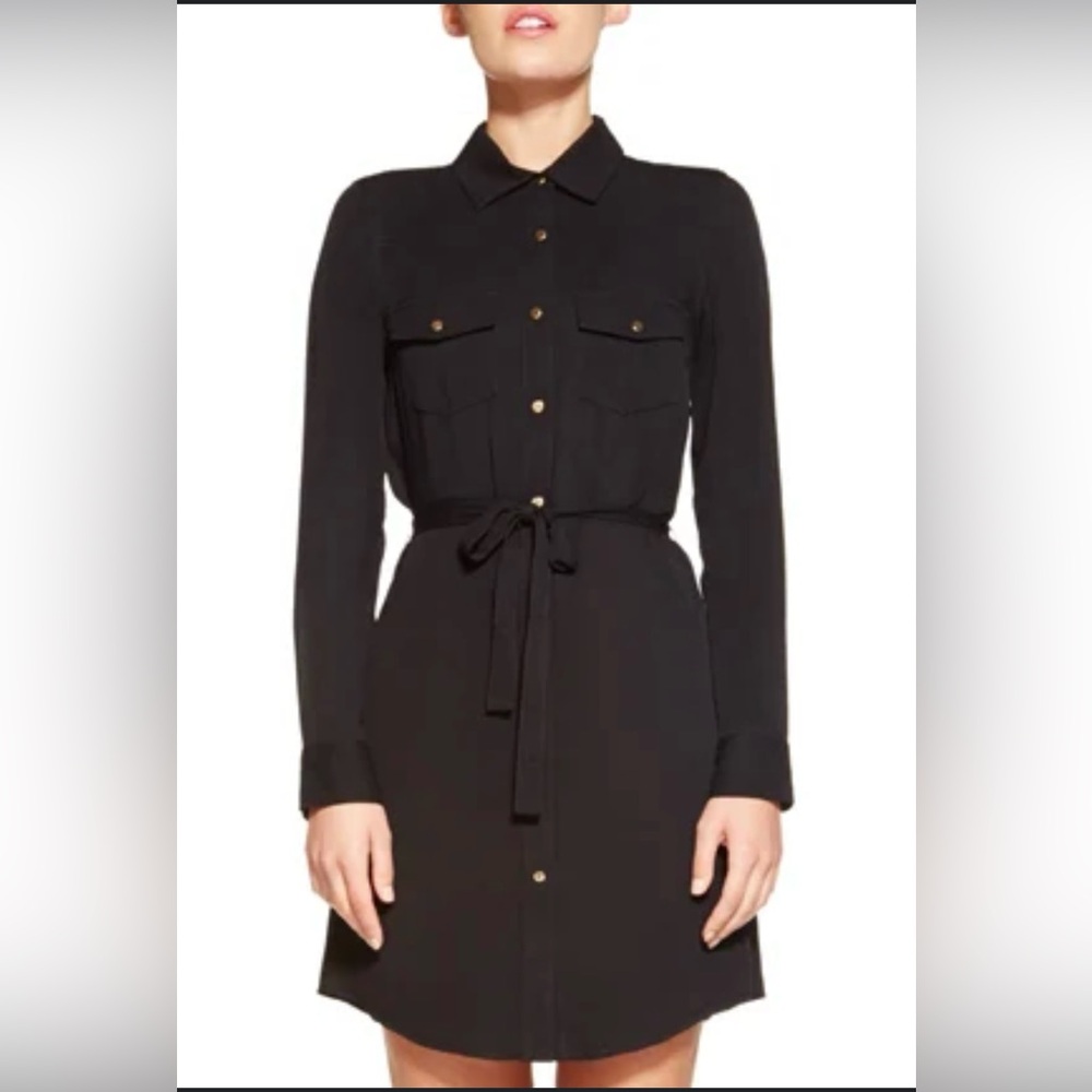 Women's Spread Collar Long Sleeve Button Up Mini Shirt Dress